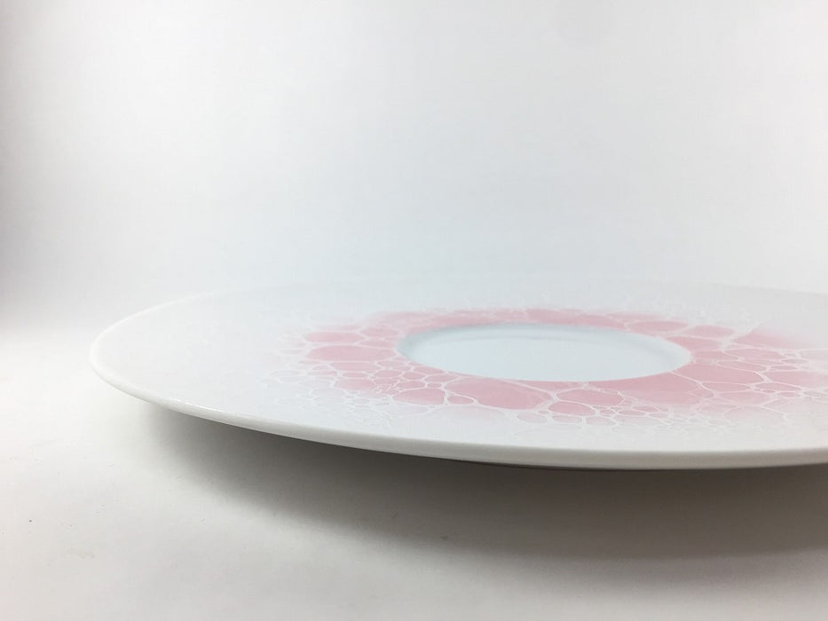 ワイドリムプレート30cm　ピンク吹白泡　有田焼【皿/プレート/ワイドリム】(j.R)