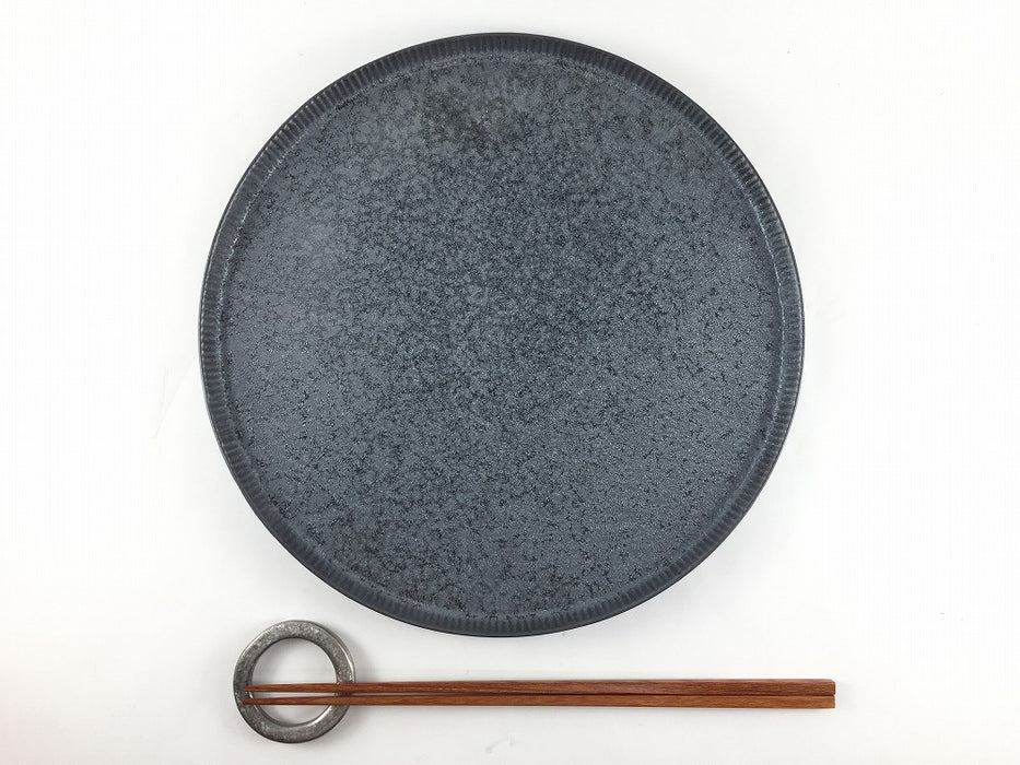 245e-plate　黒鉄　24.5cm　有田焼(j.R)