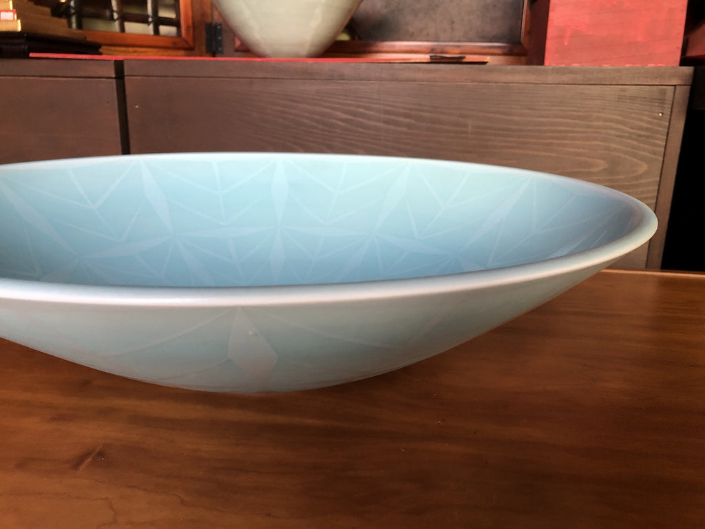 天青瓷釉彩更紗文鉢 西山勇【限定1】 — 佐賀有田 ギャラリーつじ信