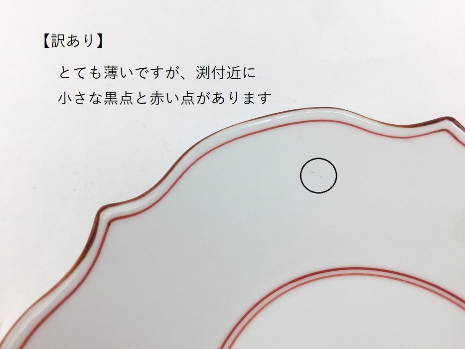 【SALE】渕錆 見込筋 花型深皿(赤)　16.5cm　波佐見焼【訳あり】