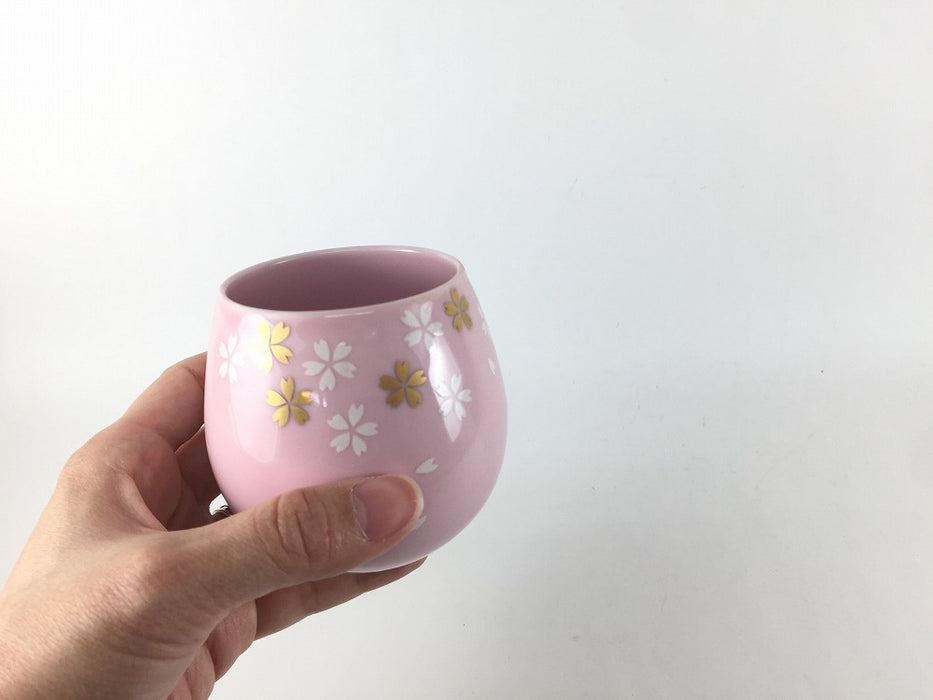 TAMAGOカップ　ピンク桜/つた　300cc　8.5cm　有田焼　(j.R)