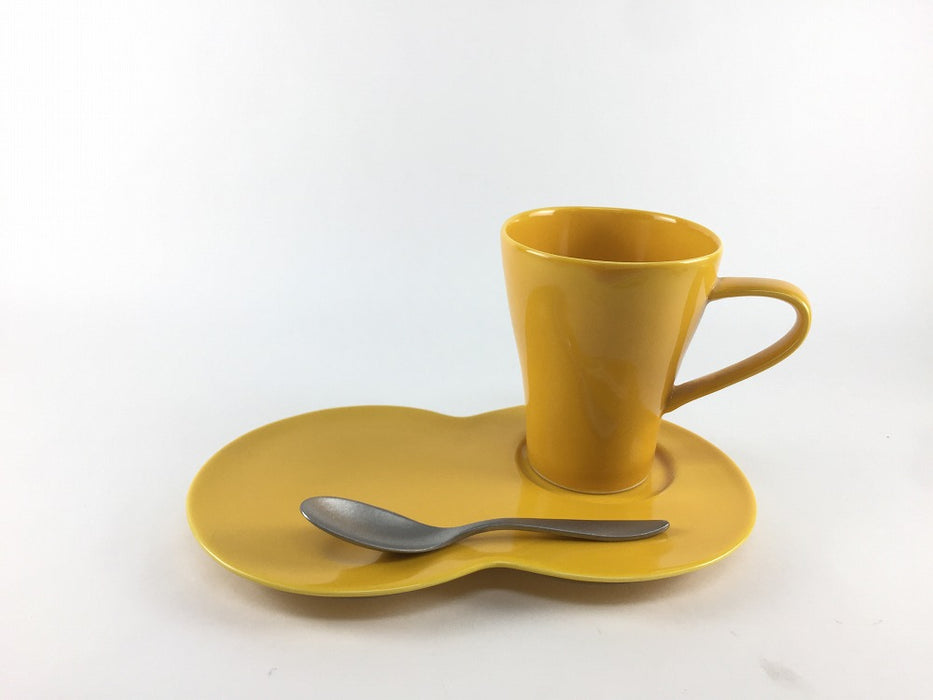【SALE】【コーヒー碗皿】スムースカップマグ(大)セット.イエロー　有田焼【在庫1】