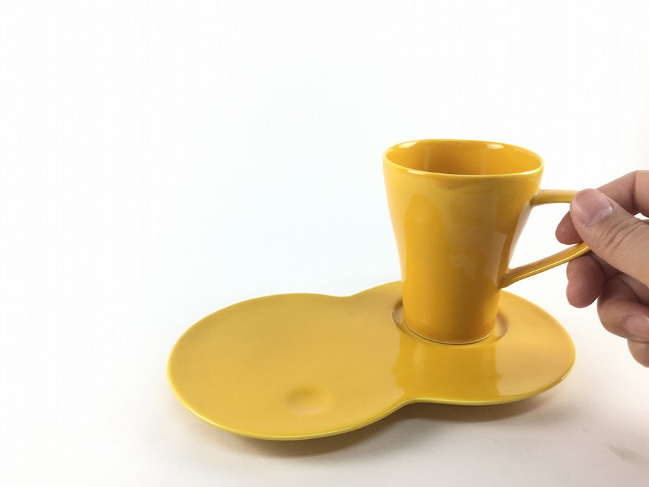 【SALE】【コーヒー碗皿】スムースカップマグ(大)セット.イエロー　有田焼【在庫1】