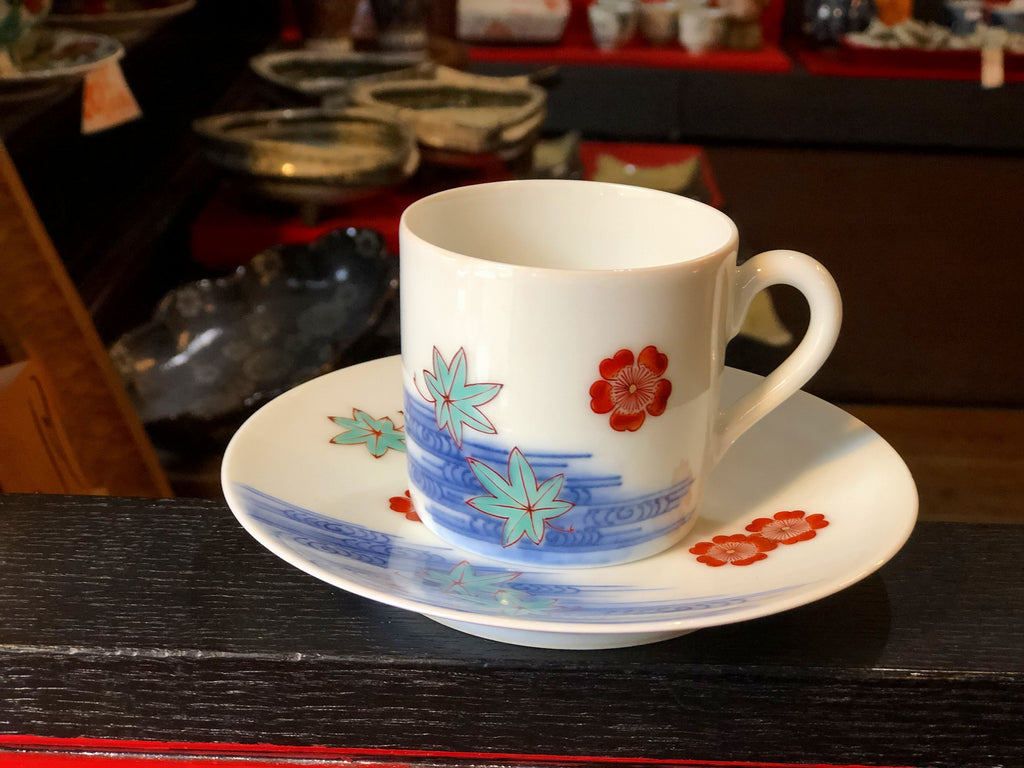 今泉今右衛門窯 窯物 錦波様絵珈琲碗(6客揃)【限定1セット】【古陶磁