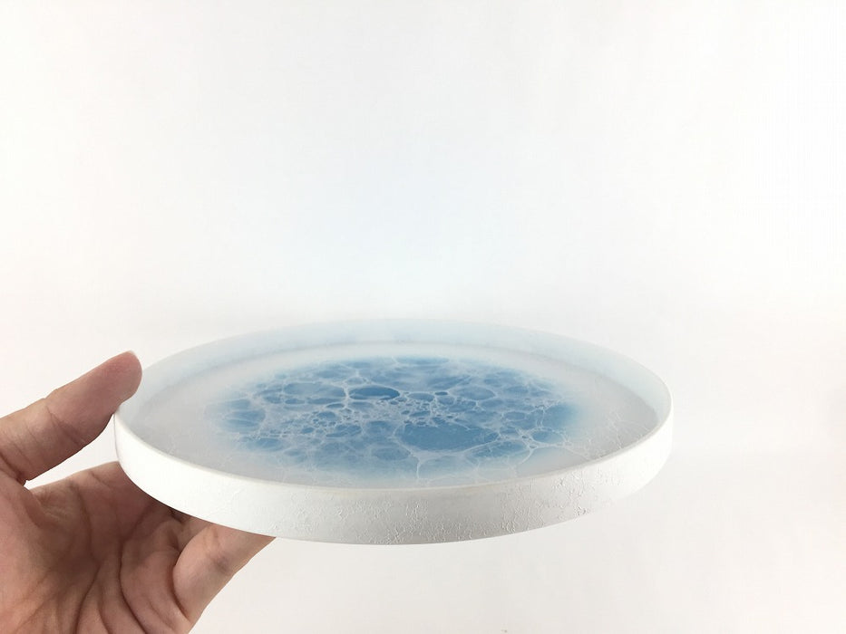 シャーレプレート(18.5cm)　ブルー吹白泡　有田焼(j.R)