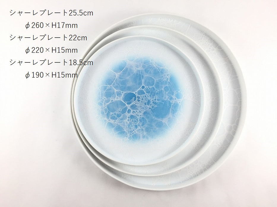 シャーレプレート(25.5cm)　ブルー吹白泡　有田焼　(j.R)