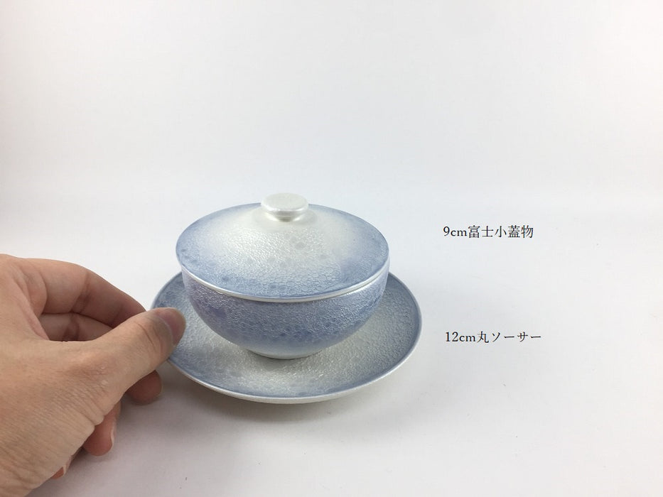 【蓋物/皿/ソーサー】富士蓋物.青銀泡(12cm/9cm)　有田焼