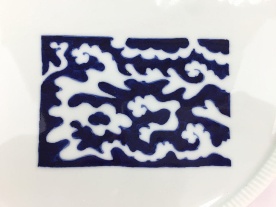 【皿/中皿/プレート】240e-plate　藍短冊雲河　有田焼