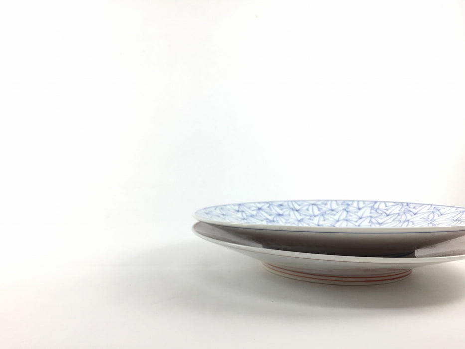 185平皿　(赤/藍)紅葉詰　18.5cm　波佐見焼