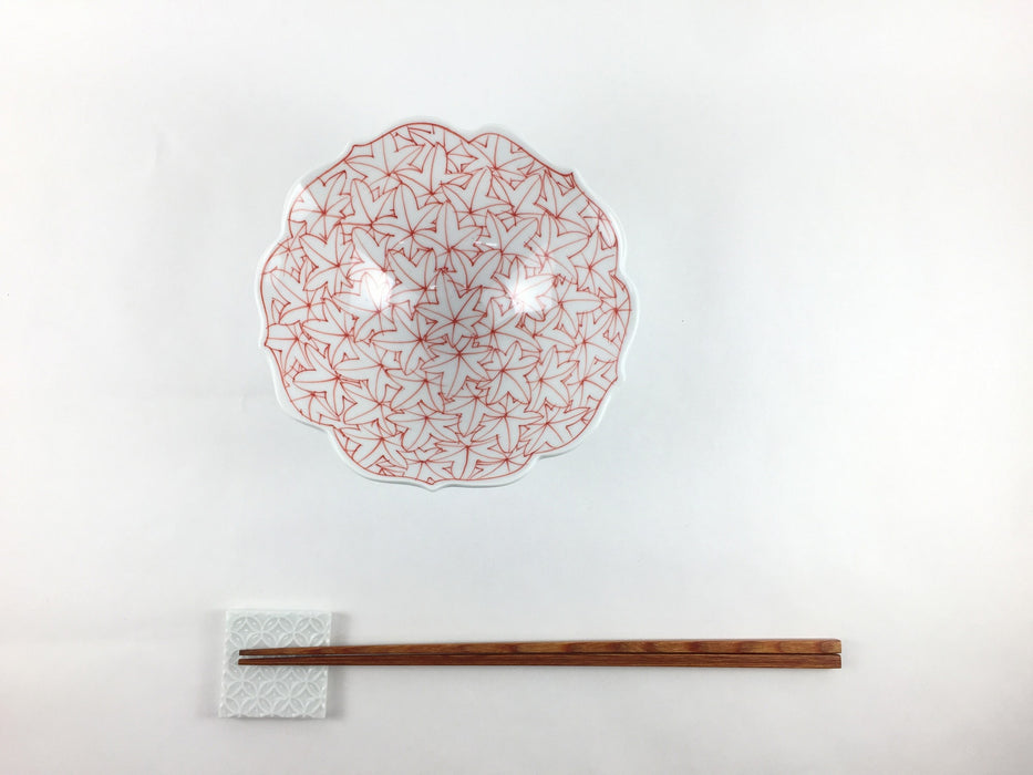 135桔梗鉢　(藍/赤)紅葉詰　13.5cm　波佐見焼