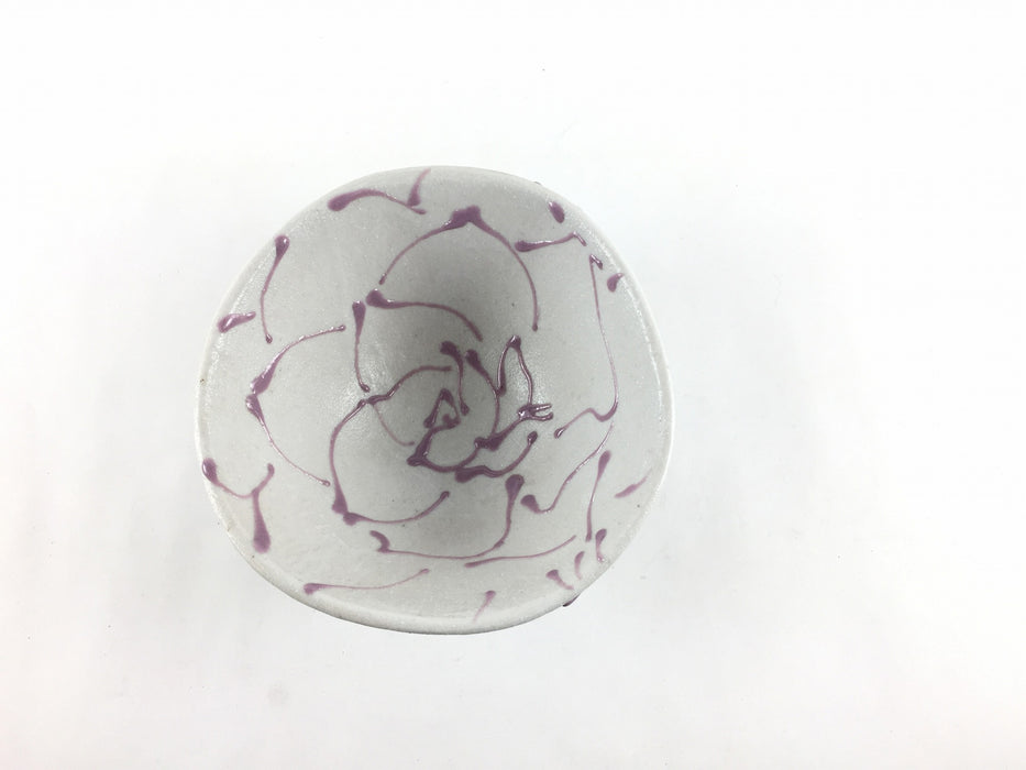 【SALE】紫線バラ三足小鉢　有田焼