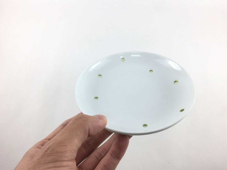 【SALE】水晶緑ドット4寸皿　波佐見焼　