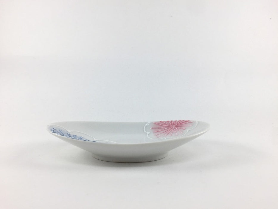 楕円小皿.白磁二色花　有田焼【皿/小皿ソーサー/取皿】