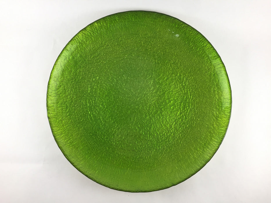 【SALE】【中皿/平皿/プレート】(硝子)28cm丸皿.緑彩　国産