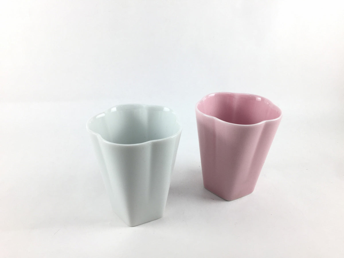 縁起物】【カップ/コップ】五角足花型(合格花咲く)グラス(白磁/ピンク