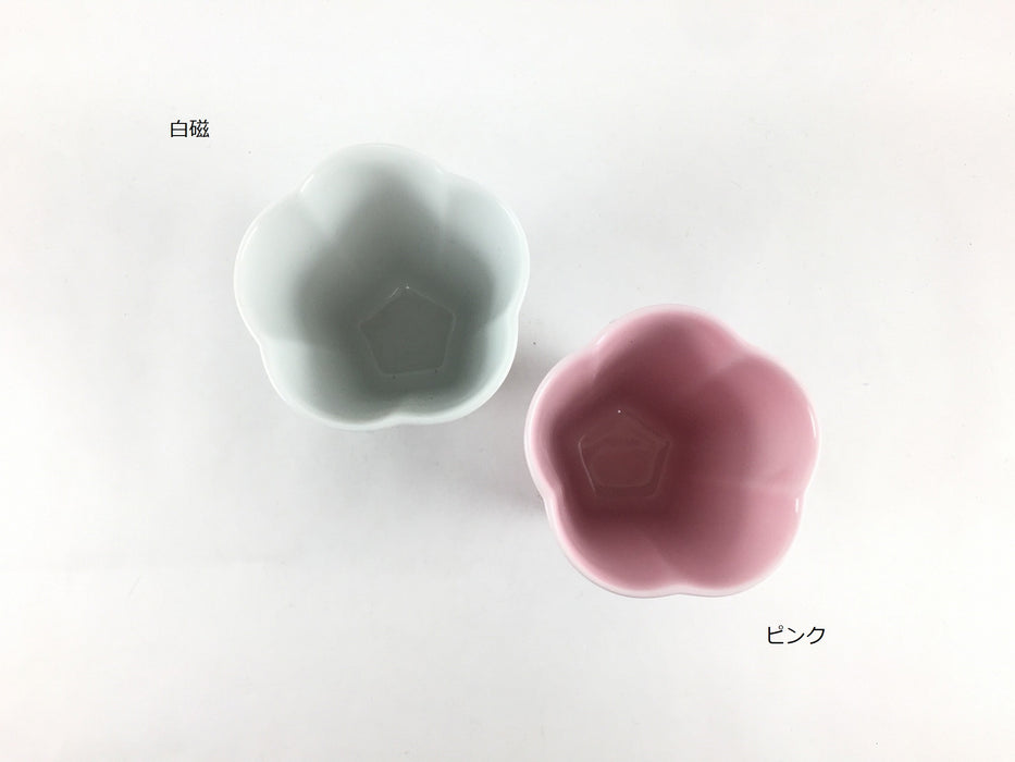 【縁起物】【カップ/コップ】五角足花型(合格花咲く)グラス(白磁/ピンク)　有田焼