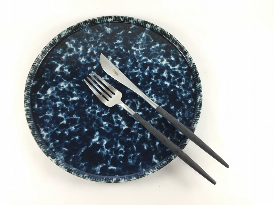 245e-plate　藍うのふマット　有田焼(j.R)