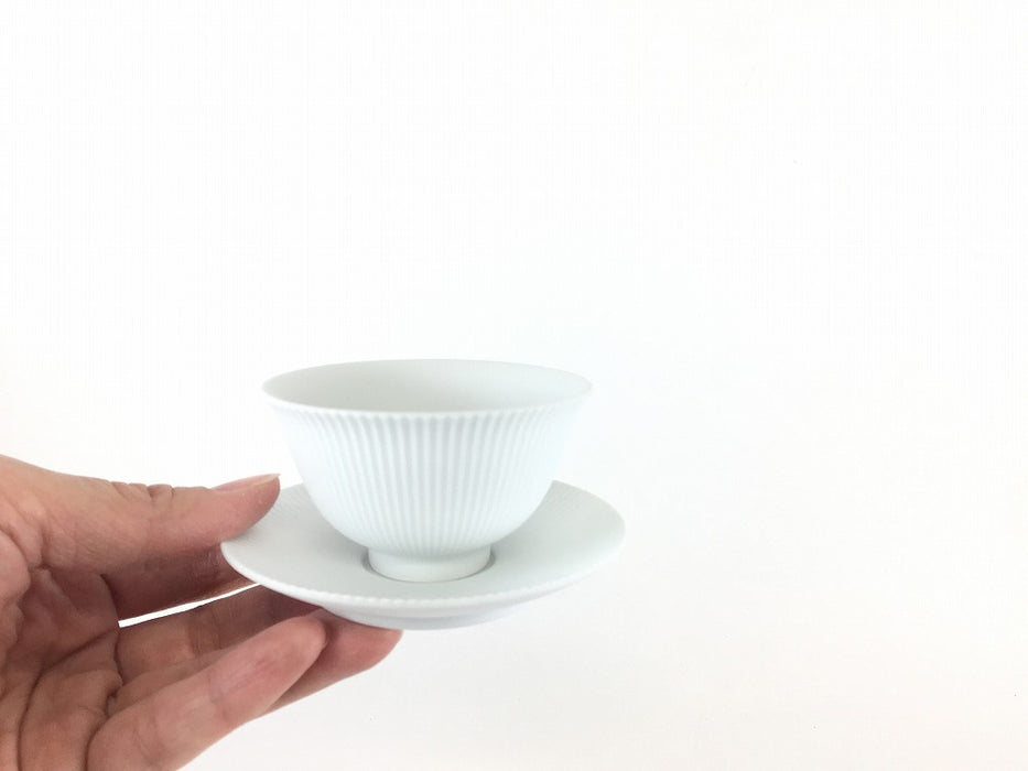 白磁ブラスト　台付小煎茶(70cc)　有田焼(j.R)