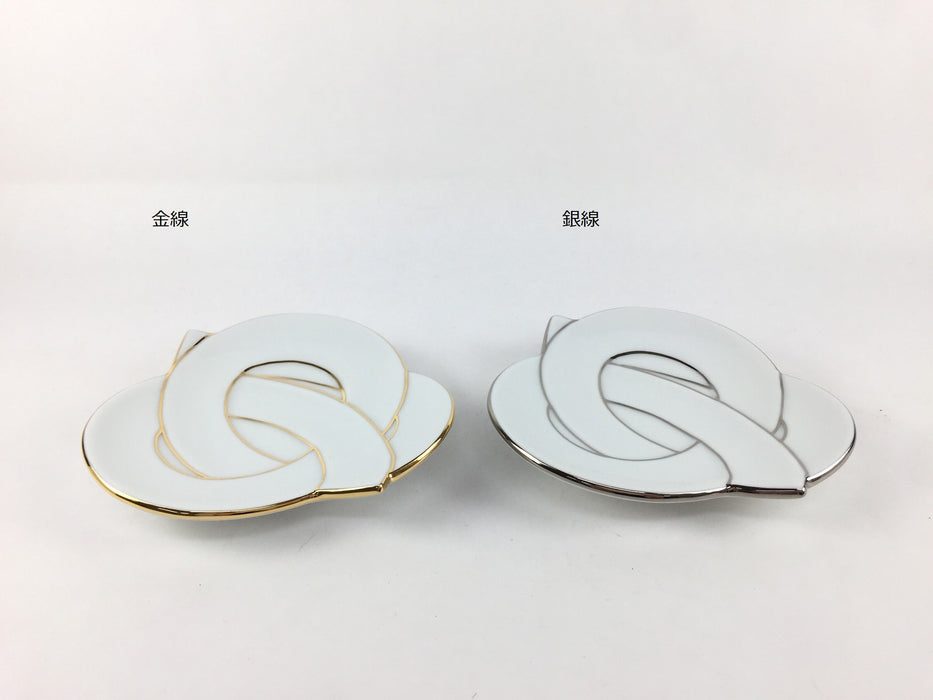 結び小皿　(金線/銀線)　11cm　有田焼