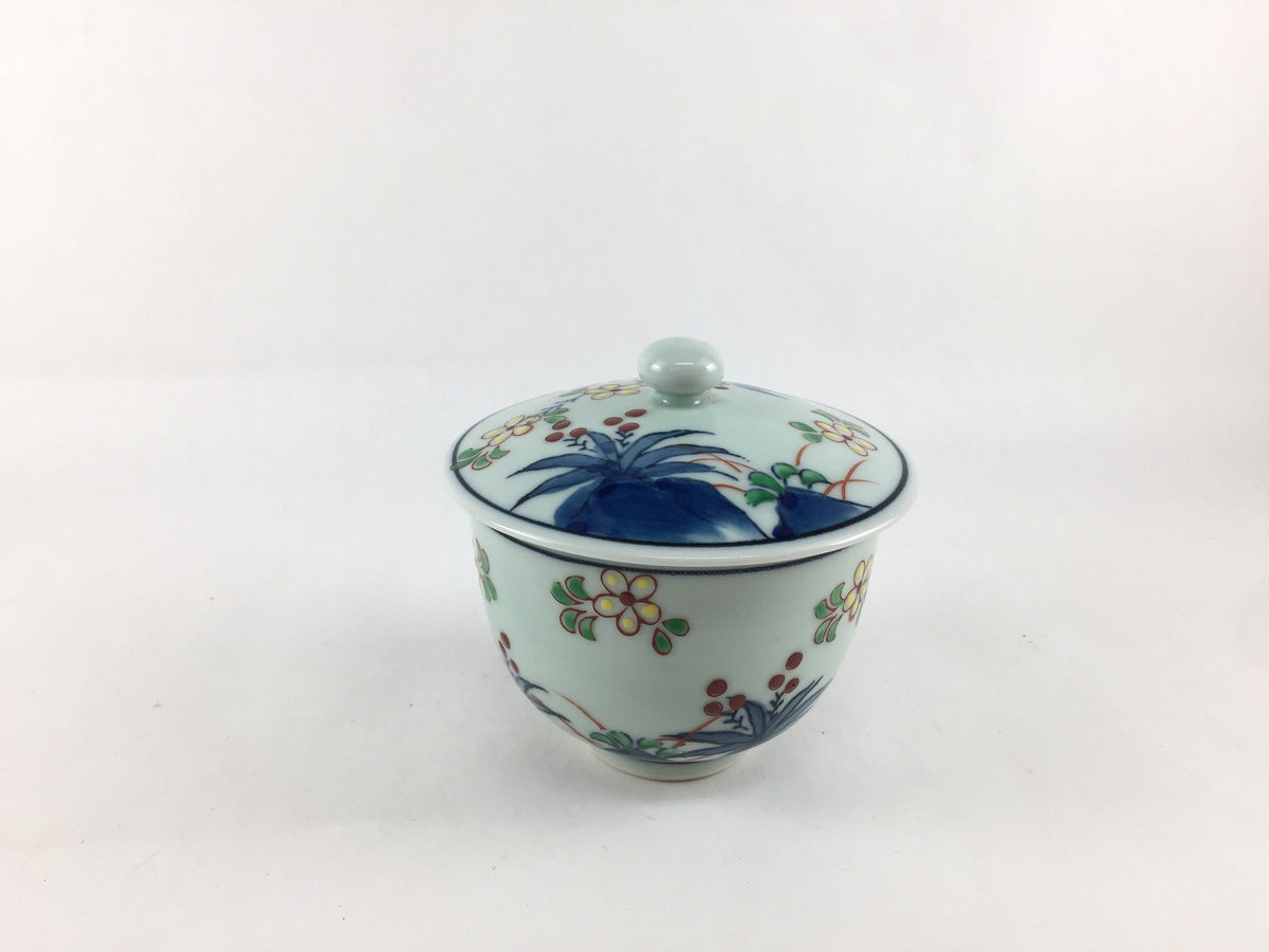 SALE】【訳あり】【湯呑/蓋付】汲出碗(染錦草花文) 伊万里焼 — 佐賀