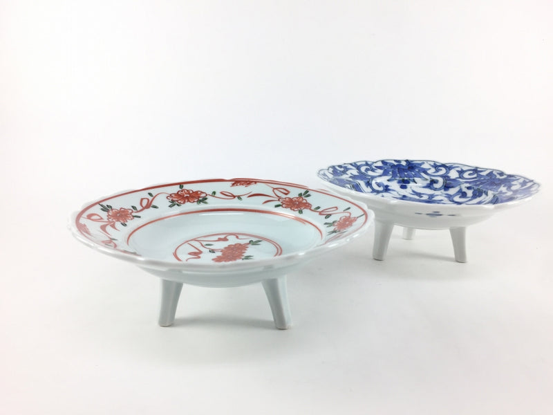 三つ足高台皿(15cm) 藍福禄寿/朱万歴 有田焼(j.R)【お取り寄せ60日