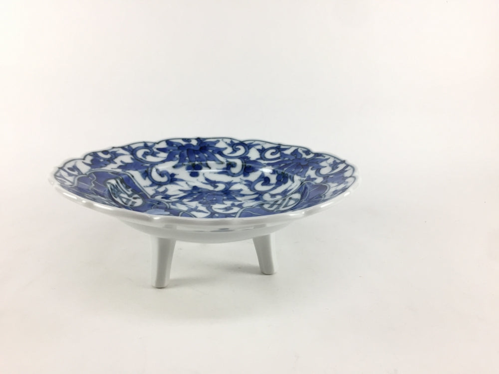 三つ足高台皿(15cm) 藍福禄寿/朱万歴 有田焼(j.R)【お取り寄せ60日