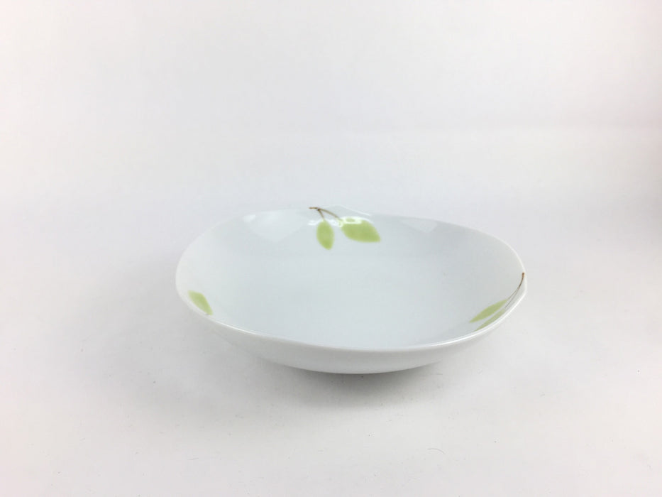 【SALE】皿)200ccツボミ珈琲碗皿(緑葉)　有田焼　