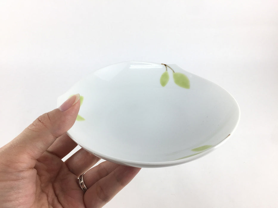 【SALE】皿)200ccツボミ珈琲碗皿(緑葉)　有田焼　