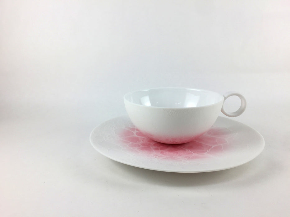 【ティー/カップソーサー】紅茶碗皿(190cc)ESピンク白泡　有田焼