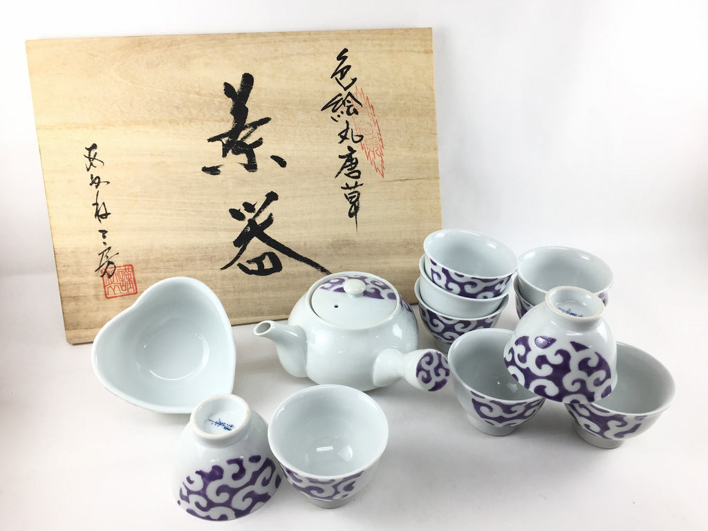 出雲茶器揃(丸唐草)(木箱入) 有田焼【在庫1】 — 佐賀有田 ギャラリーつじ信