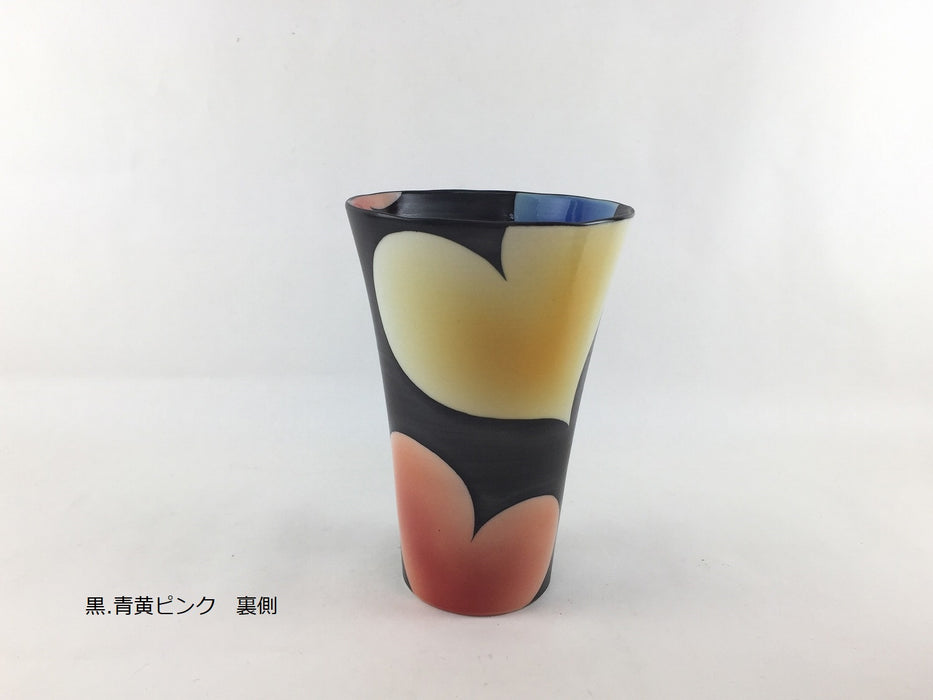 【SALE】【フリーカップ/コップ】Mignon360ccビアグラス(黒.青黄ピンク/黒.ピンク黄紫)　波佐見焼【在庫各1】