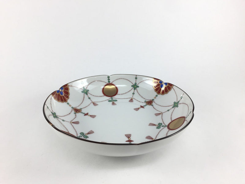 赤玉ようらく　なます皿？　波型陶器皿 10個セット 銘々皿.錦日輪赤玉瓔珞文 15cm 有田焼 (j.R) — 佐賀有田 ギャラリーつじ信