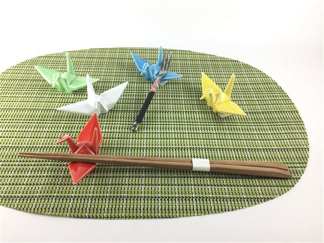 折鶴箸置(赤/白/黄/緑/青)　有田焼　